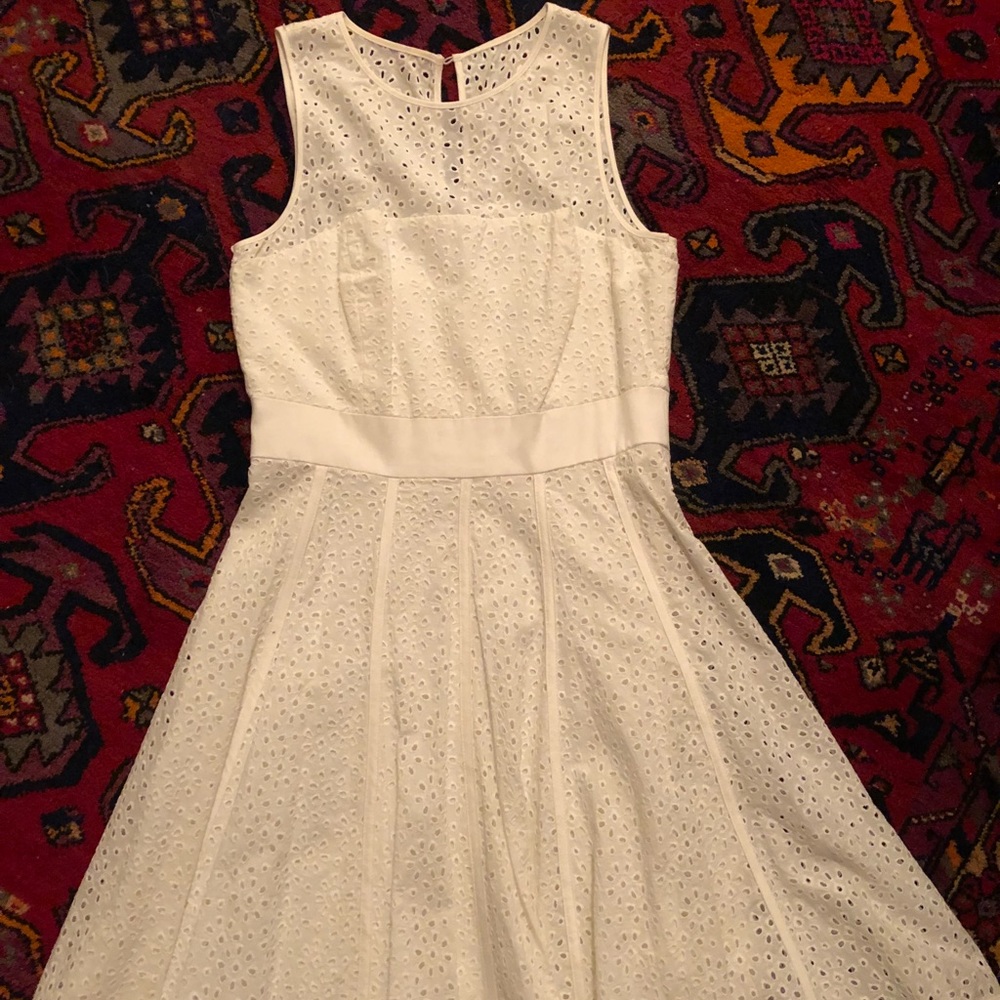 Eliza j - fit and flare white eyelet dress.
